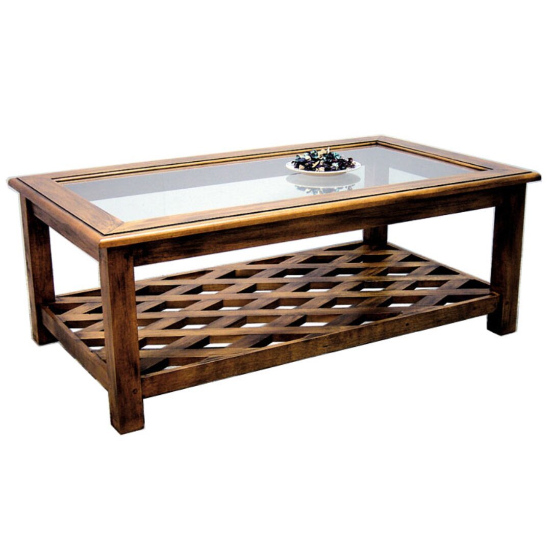 Low Table Glass MD8040, Luxurious design solid wood coffee table with glass top