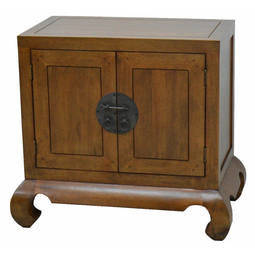 MD8066 Solid Wood Storage Cabinet with 2 Doors, Oriental Design