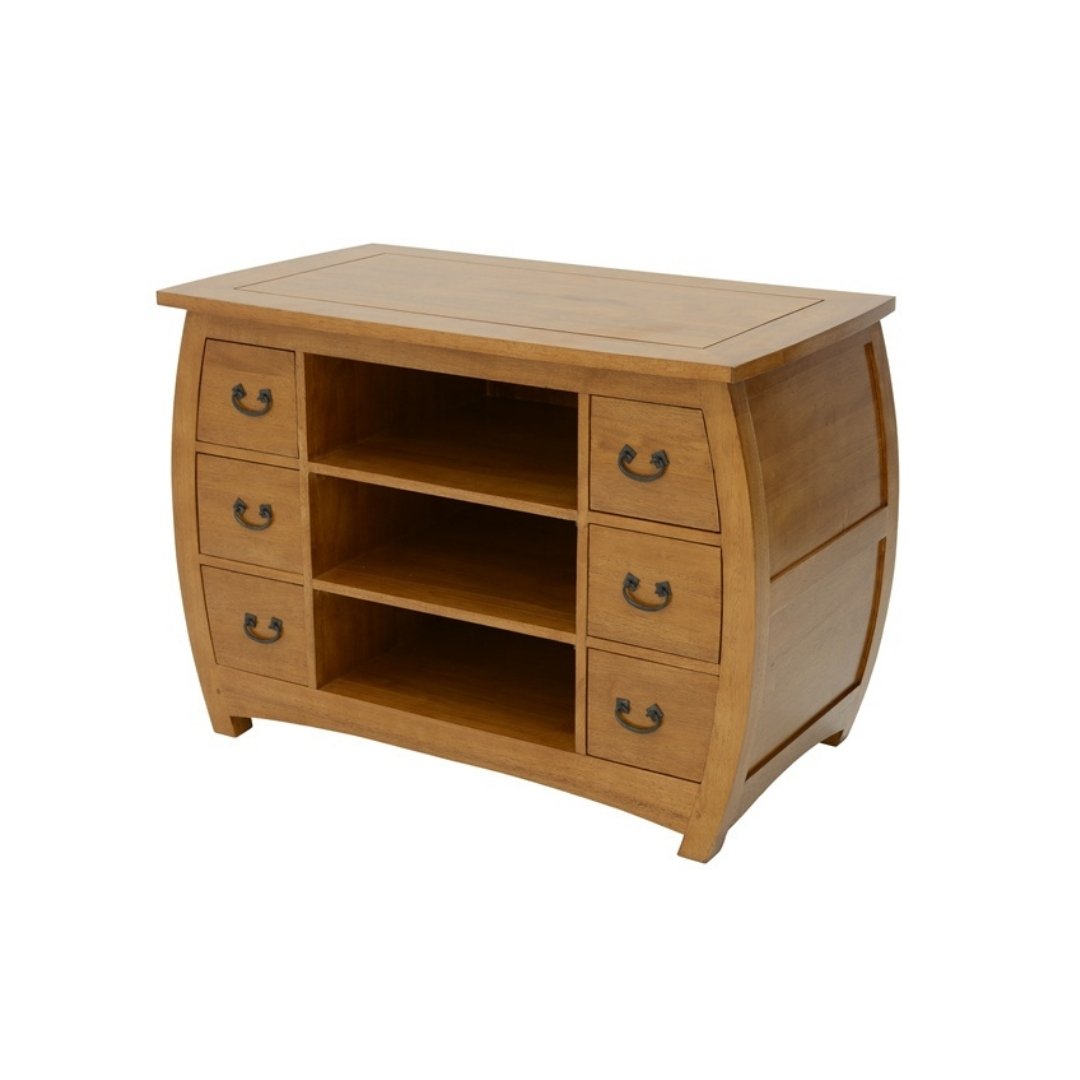 Solid wood TV stand MD8067 with 6 drawers, classic design
