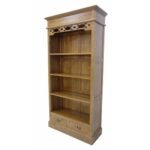 Solid wood bookshelf MD8080 with 2 drawers, Colonial style