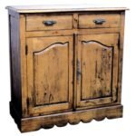 Solid wood storage cabinet MD8087 with 2 doors and 2 drawers, vintage style