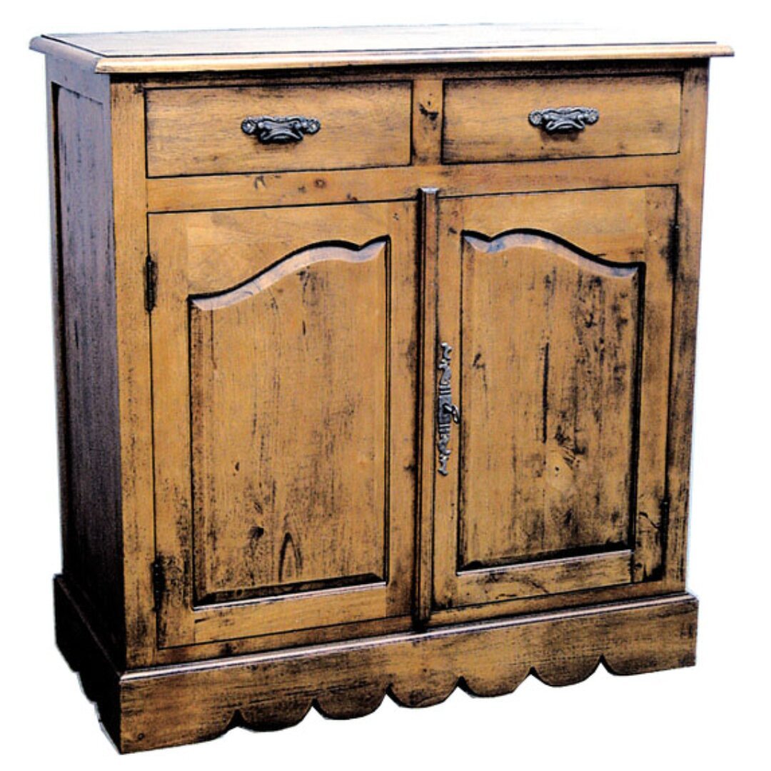 Solid wood storage cabinet MD8087 with 2 doors and 2 drawers, vintage style