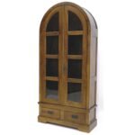 Solid wood bookshelf MD8091 with 2 drawers and 2 doors, featuring a slatted design