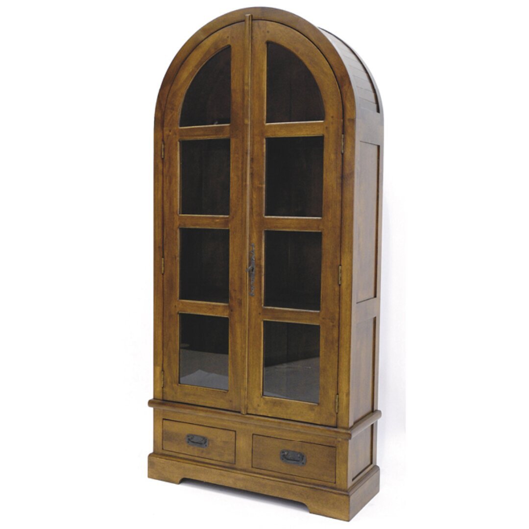 Solid wood bookshelf MD8091 with 2 drawers and 2 doors, featuring a slatted design