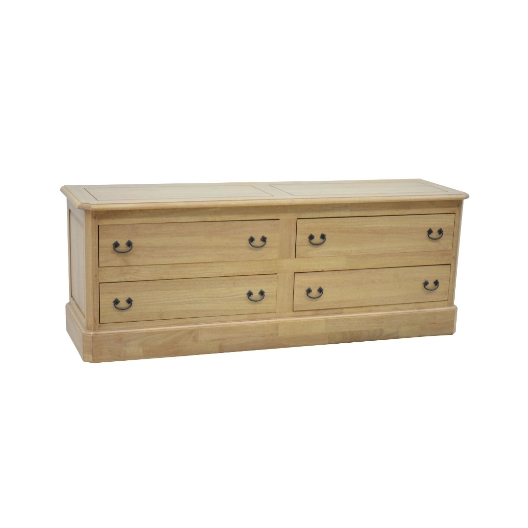 Solid wood low chest of drawers MD8093, 4 drawers, vintage style