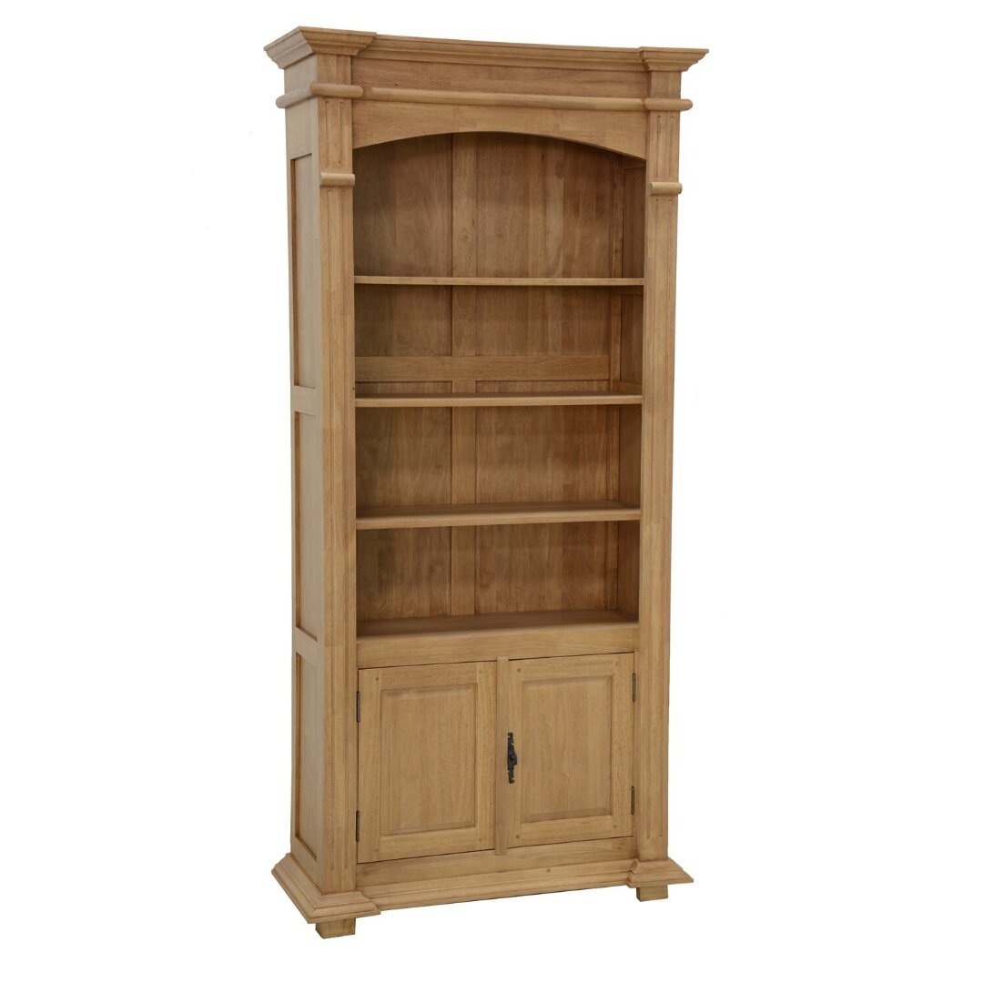 MD8097 Solid Wood Bookshelf, 3 Open Shelves with 2 Doors, Vintage Style