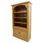 Solid wood bookshelf MD8098 with 2 glass doors, vintage style
