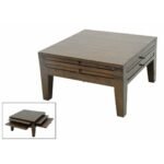 MD8100 Solid Wood Square Coffee Table, 4 Elements Design (Low Table)