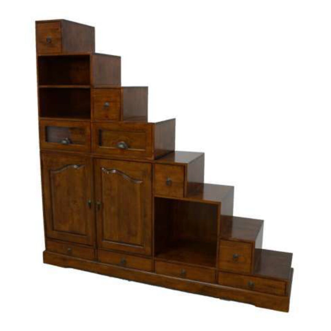 MD8106 Solid Wood Staircase Cabinet with 2 Doors and 10 Drawers (Korean Stairs Cabinet)