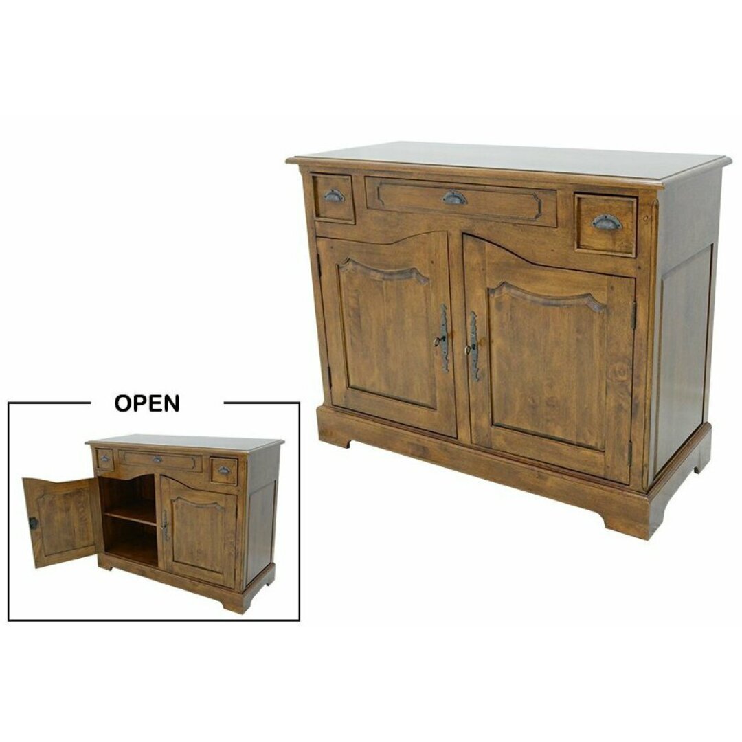 MD8114 Solid Wood Cupboard with 2 Doors and 2 Drawers