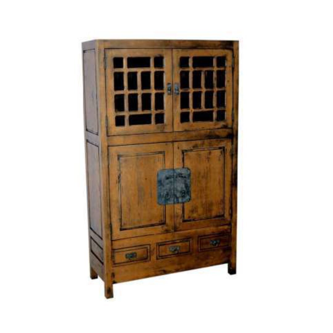 MD8118 Tall, solid wood food display cabinet in Chinese style, with 4 doors and 3 drawers (China Cupboard)