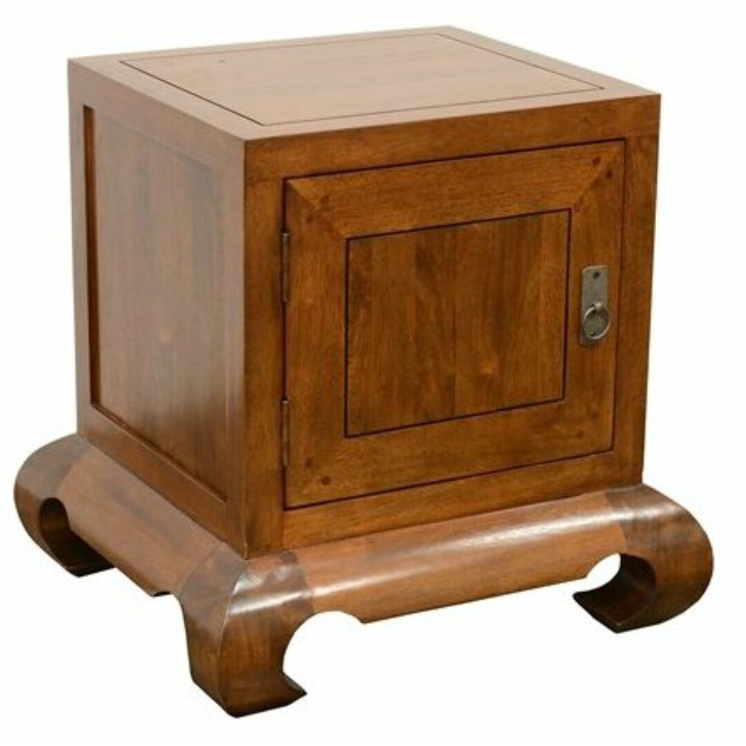 MD8135 Solid Wood Opium-Shaped Bedside Table