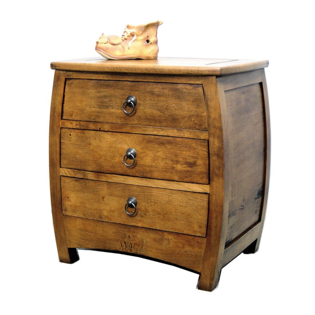 MD8147 Solid Wood Bedside Table with 3 Drawers