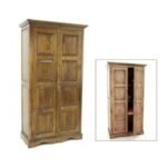 MD8151 Solid Wood Wardrobe with 2 Carved Doors
