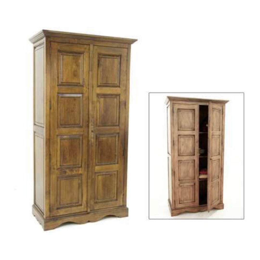 MD8151 Solid Wood Wardrobe with 2 Carved Doors