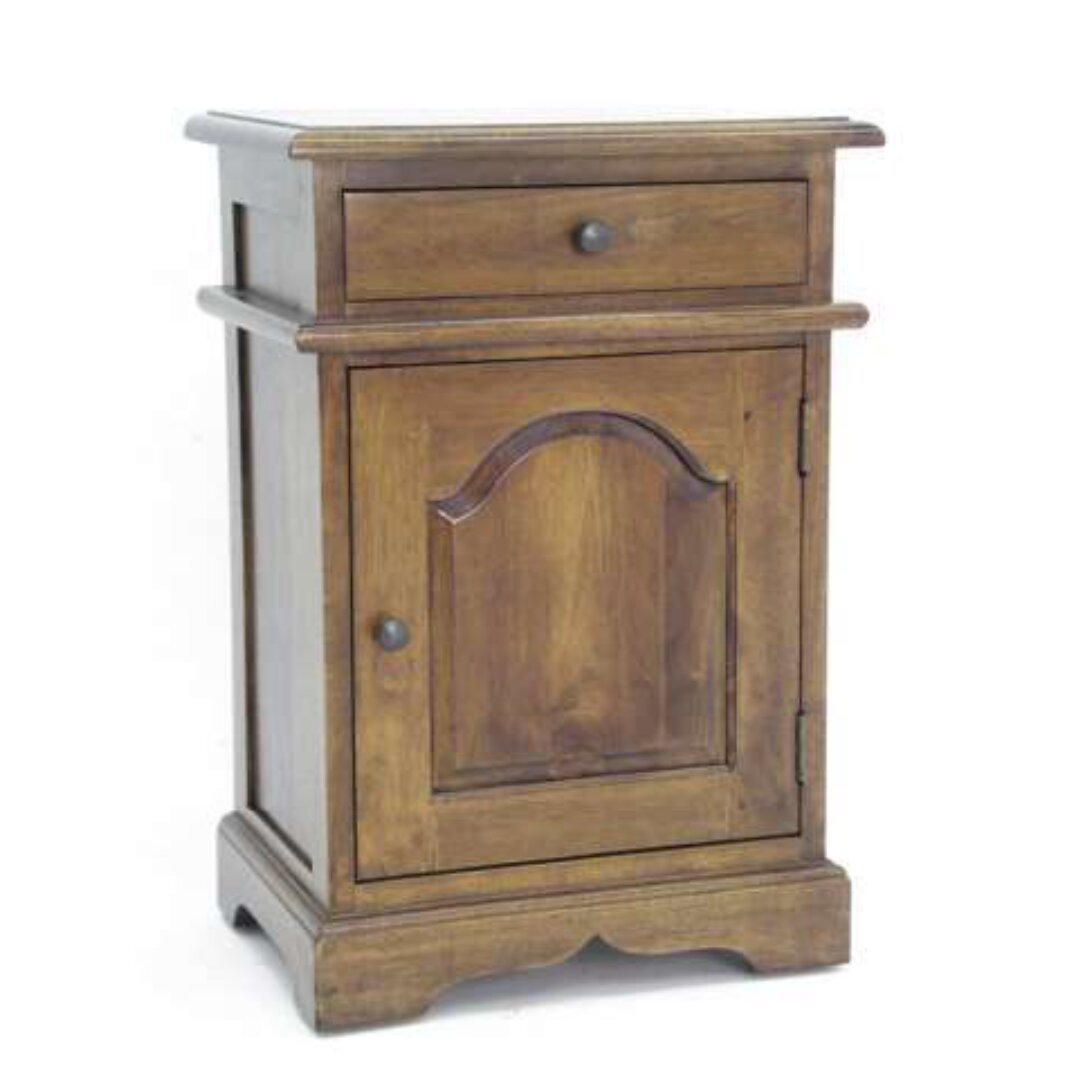 MD8160 Solid Wood Bedside Table with 1 Drawer and 1 Door