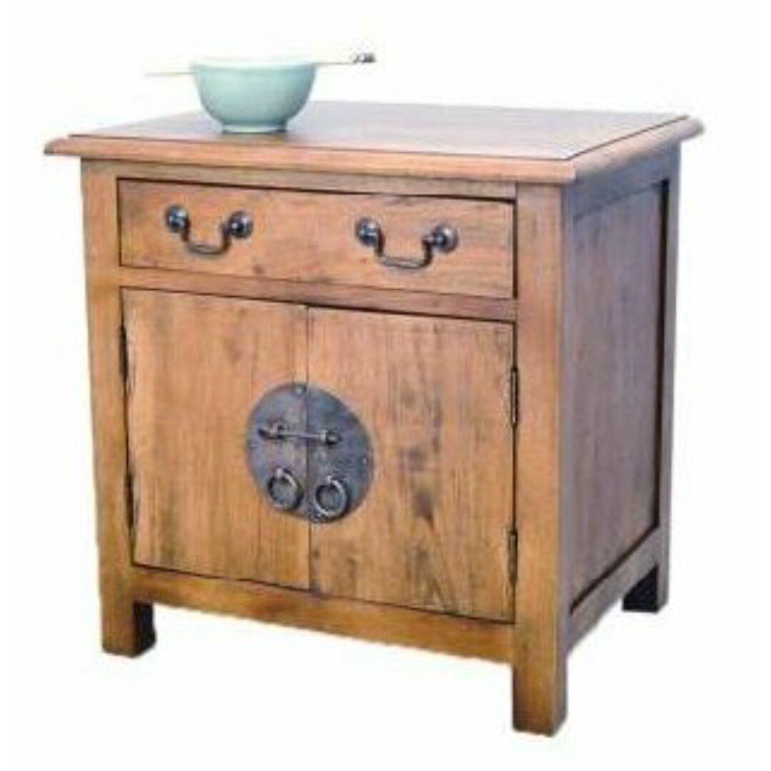 MD8169 Solid wood bedside table with 2 doors and 1 drawer (China Bed Side)