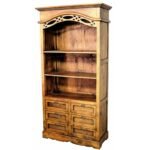 MD8183 Tall, solid wood bookshelf in Colonial style with 6 drawers