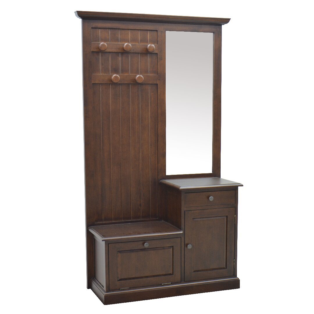 MD8191 Coventry Style Hat & Coat Rack with Mirror, Solid Wood