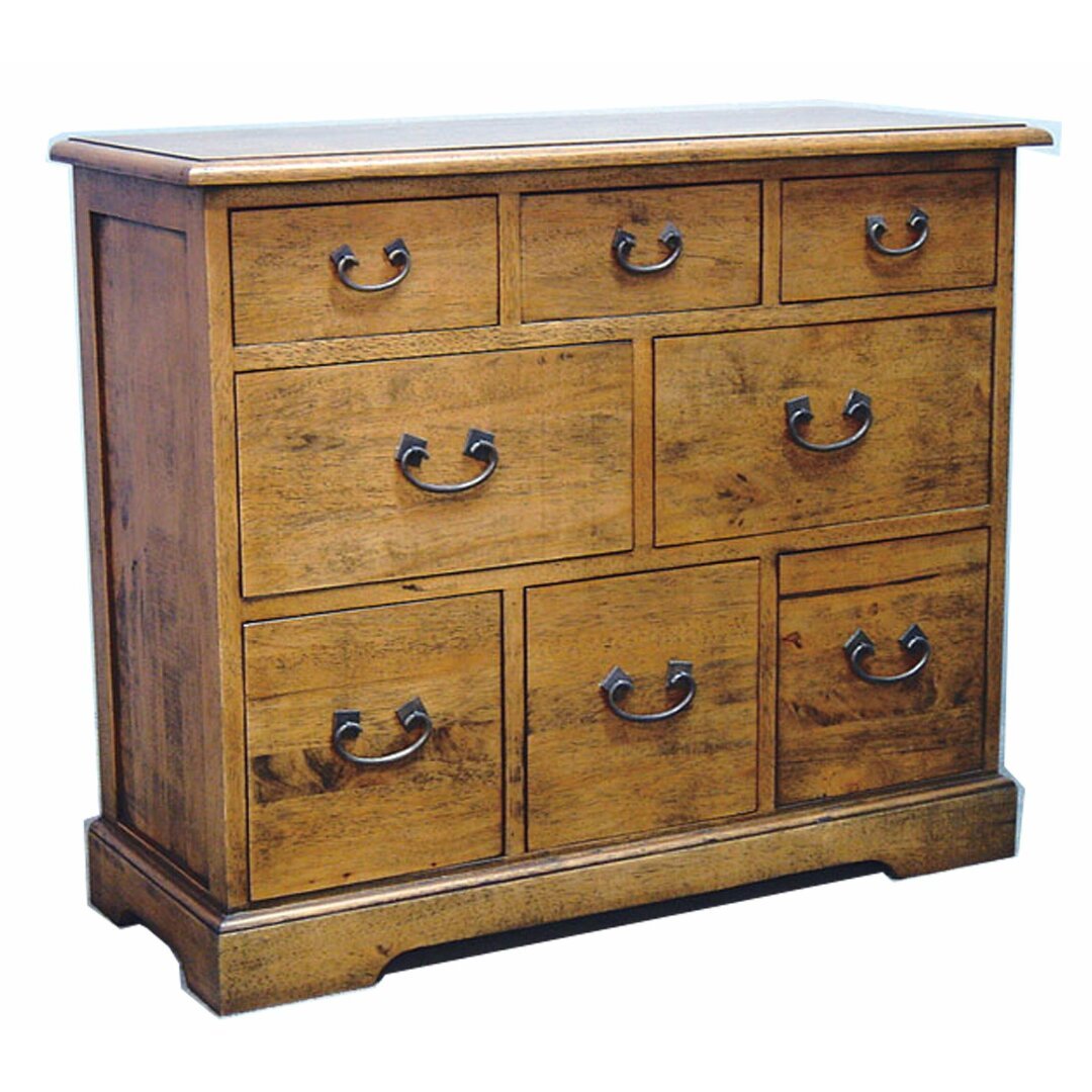 MD8211 solid wood drawer cabinet features 8 drawers and a compact, colonial-style design