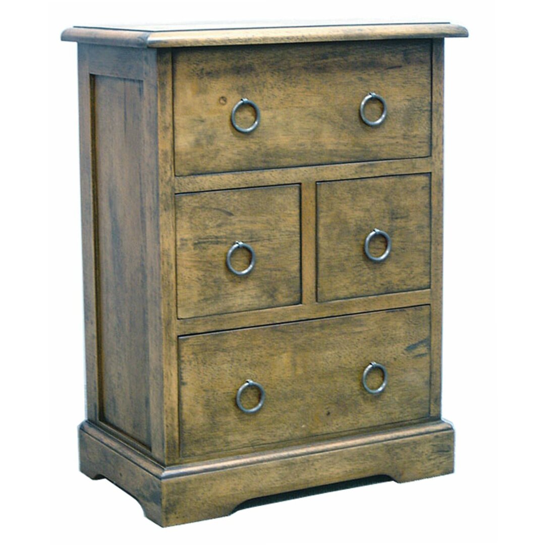 Solid wood bedside table MD8212 with 5 drawers, classic design