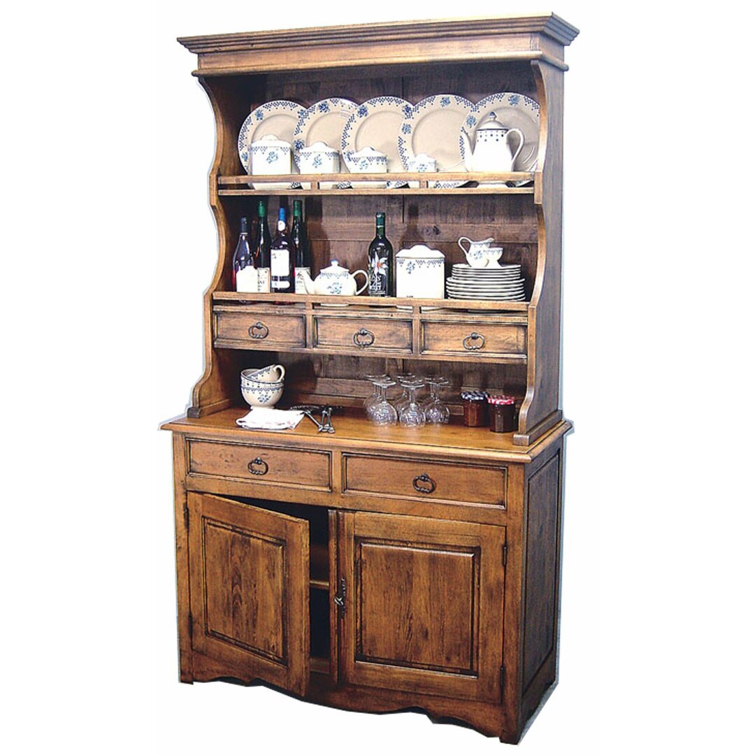 MD8217 Tall Solid Wood Display Cabinet with 5 Drawers and 2 Doors