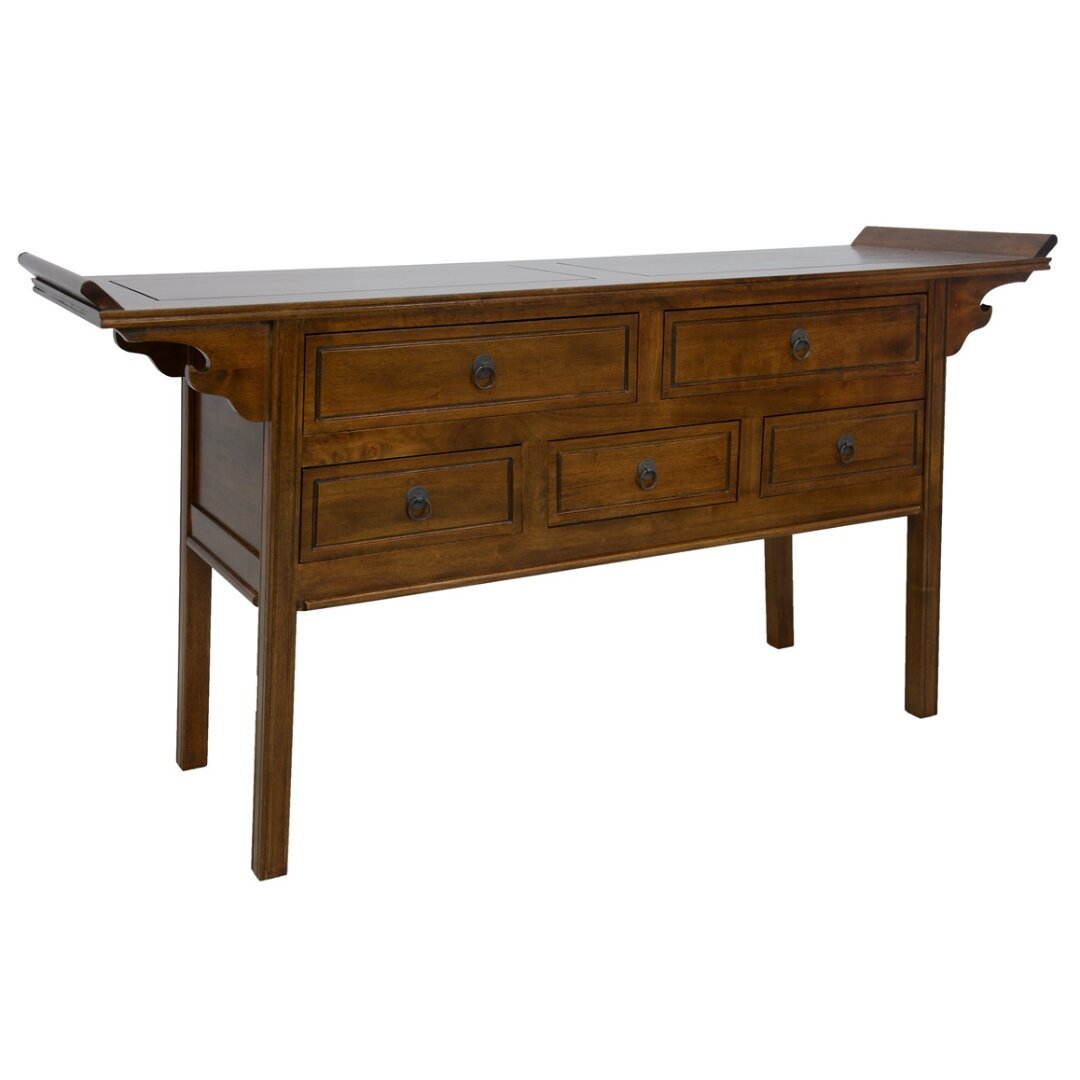 MD8228 Solid Wood Console Table, Contemporary Chinese Style, 5 Drawers