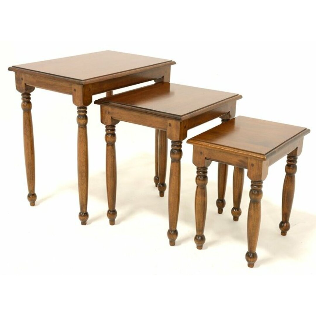 MD8235 Nest of Tables, a set of 3 solid wood stacking tables, features a classic and versatile design