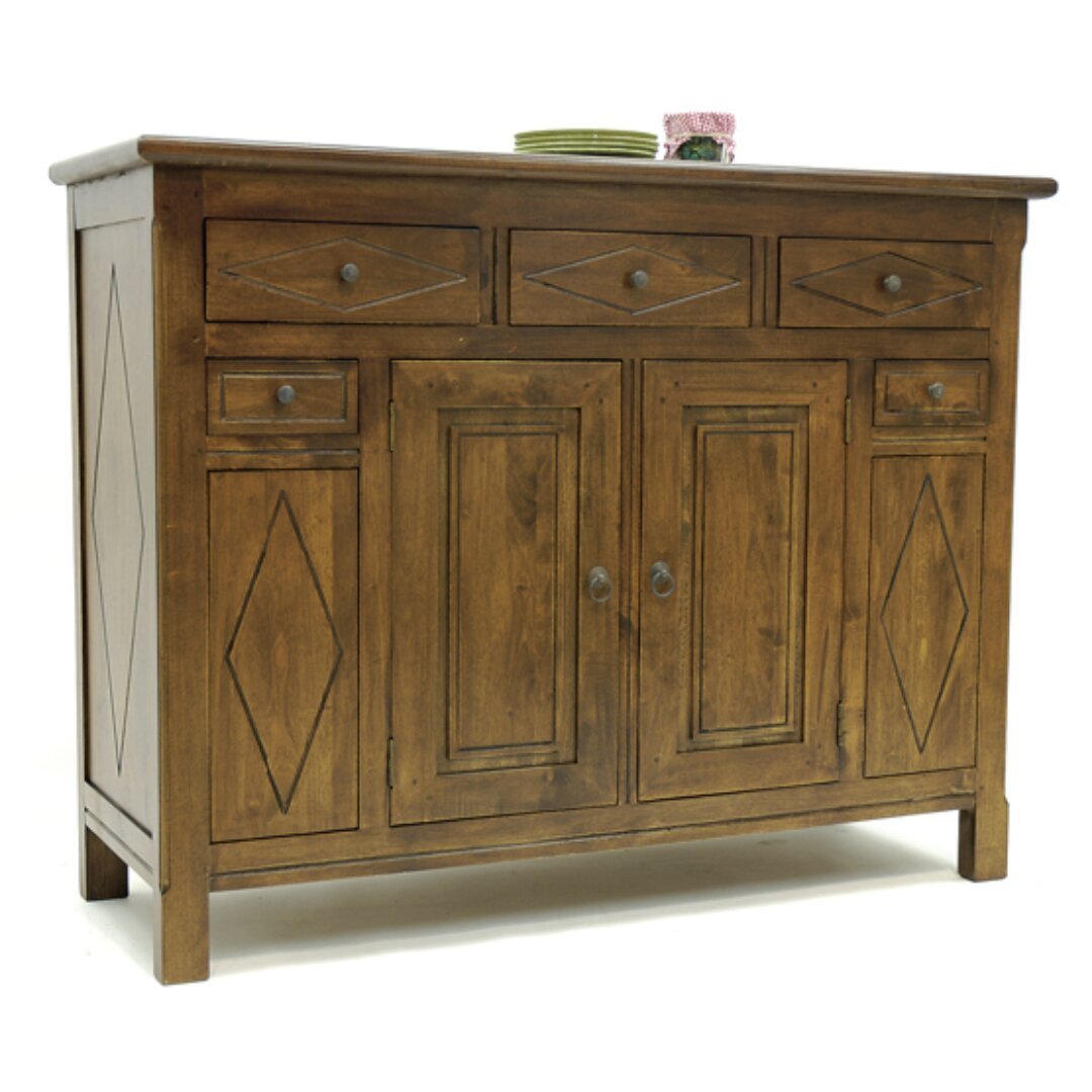 MD8266 Solid wood storage cabinet with 2 doors and 5 drawers, multi-purpose