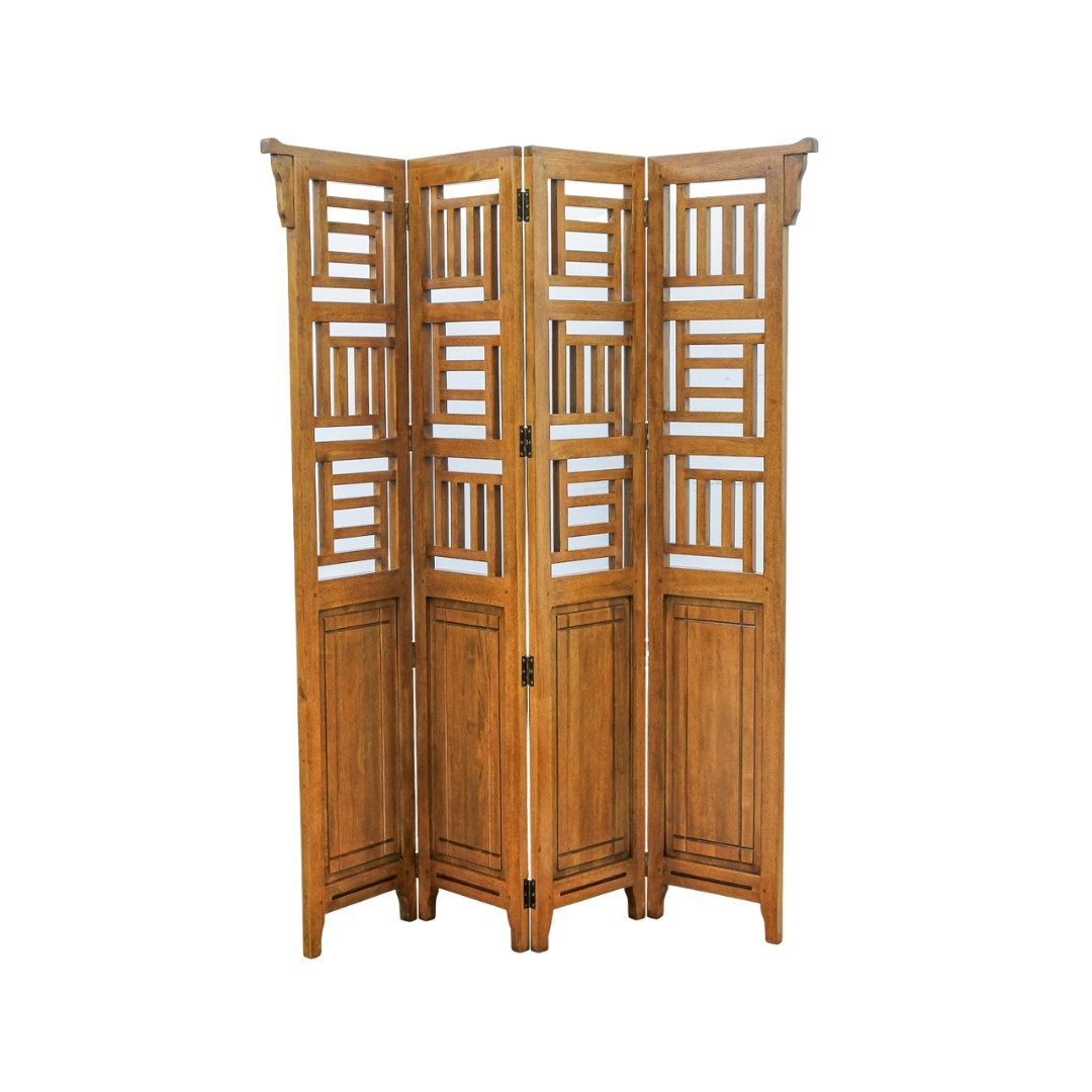 MD8270 Solid Wood Folding Room Divider with 4 Panels (Classic Design)