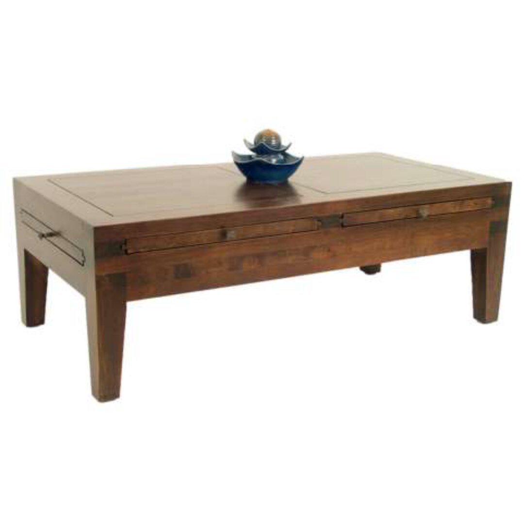 MD8274 Solid Wood Coffee Table, Modern Design, 6 Storage Compartments (Low Table)