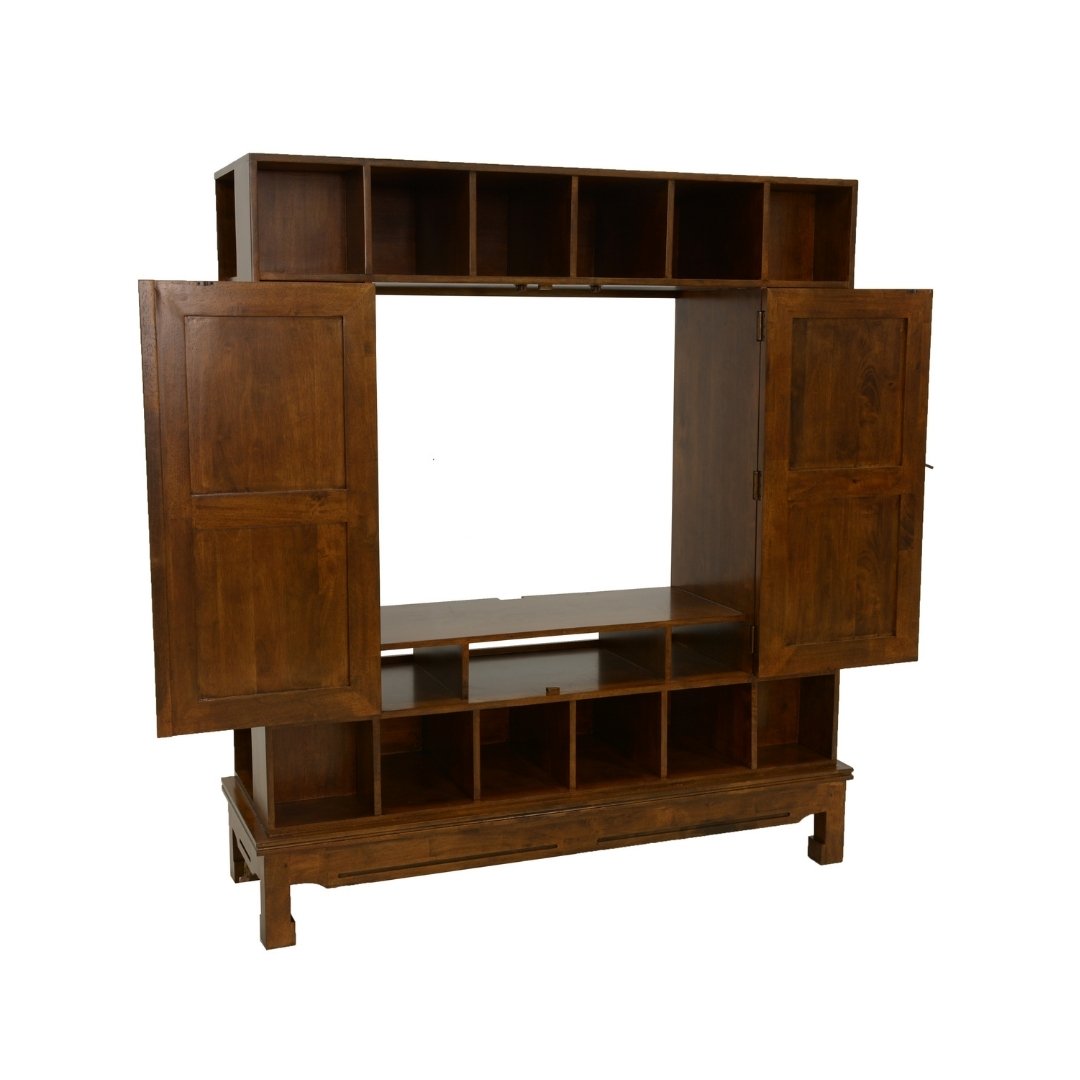 MD8275 Solid wood tall TV and audio cabinet with two doors