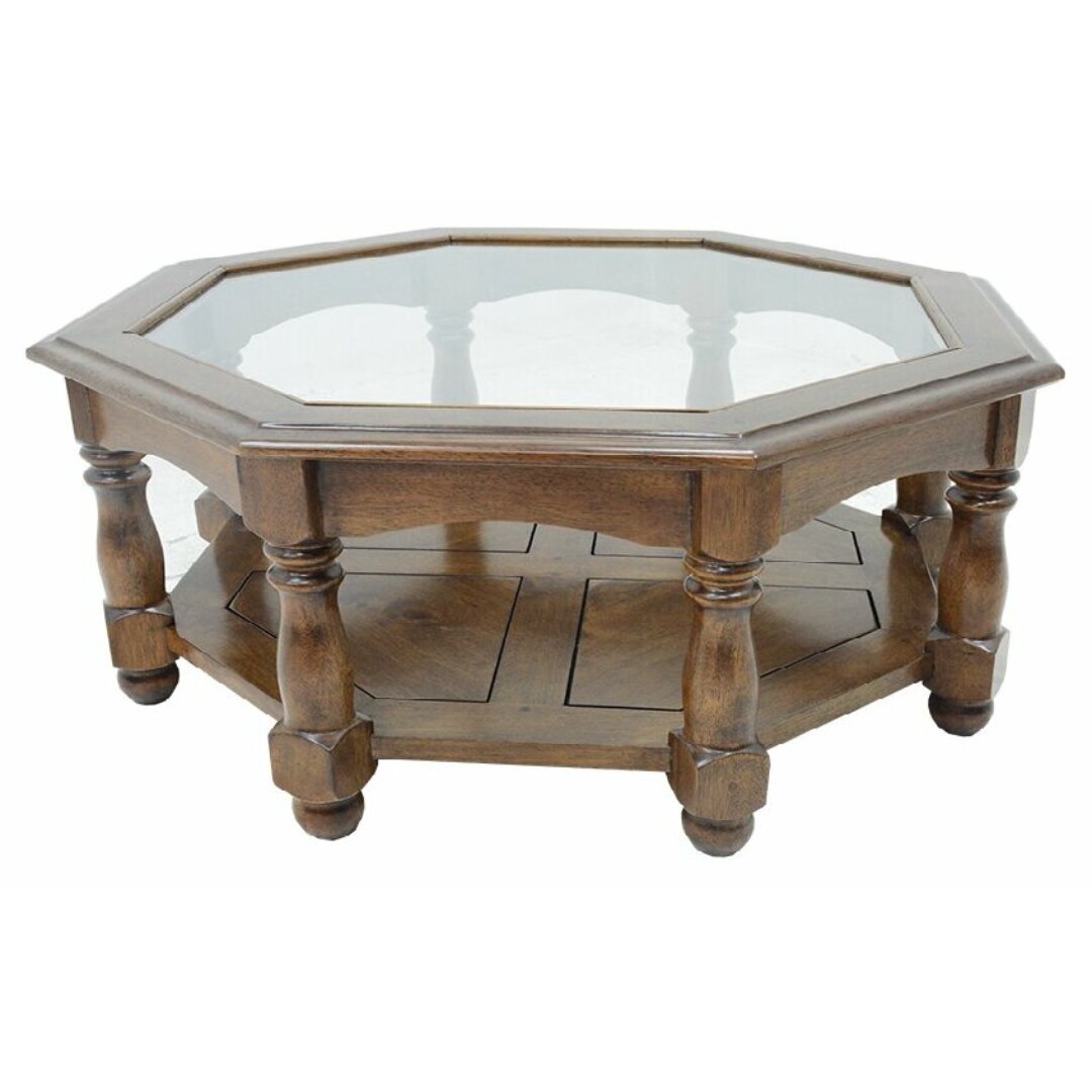 MD8276 Octagonal Glass Table, Solid Wood, Classic Design