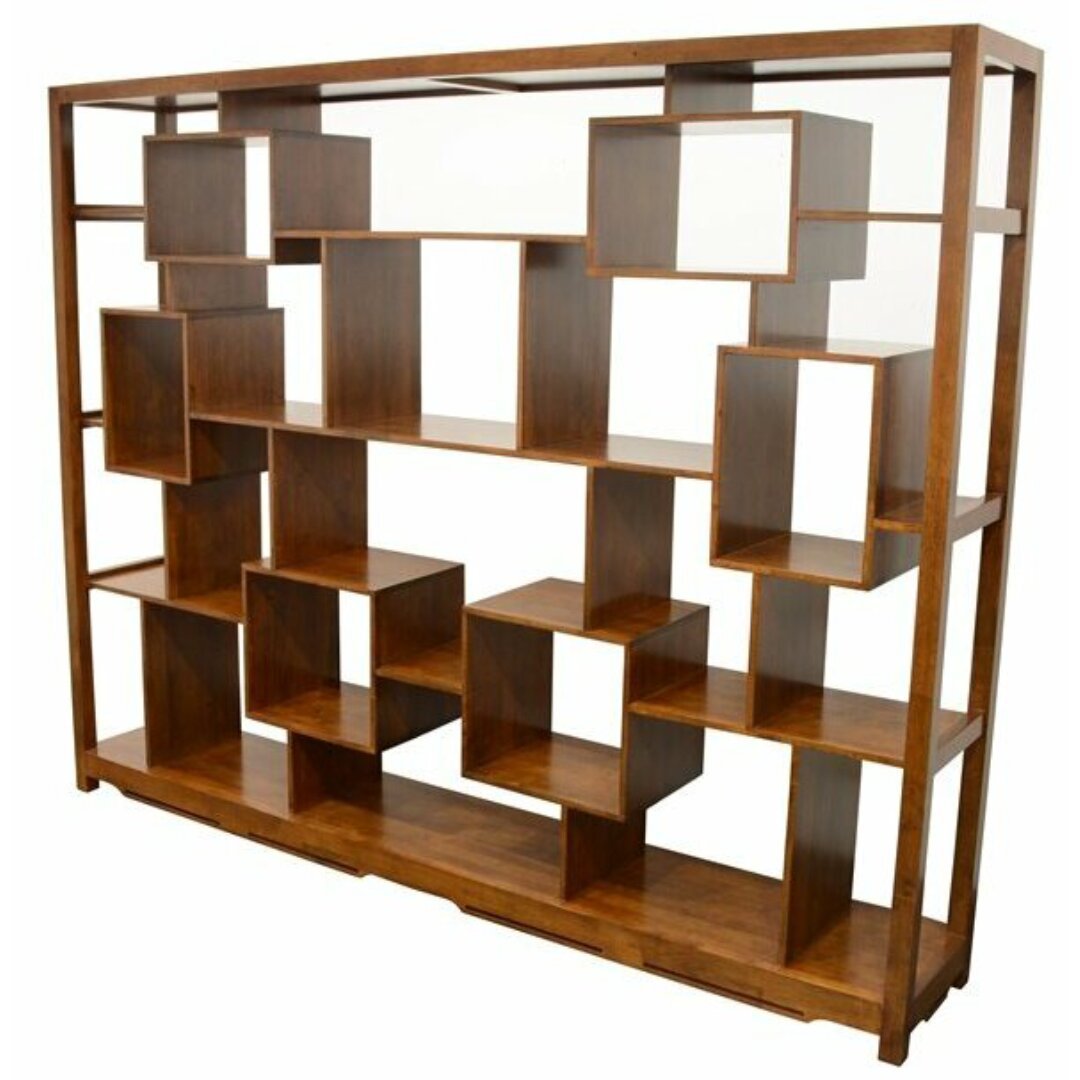 MD8285-2 Large Unstructured Shelf made of solid wood with alternating compartments