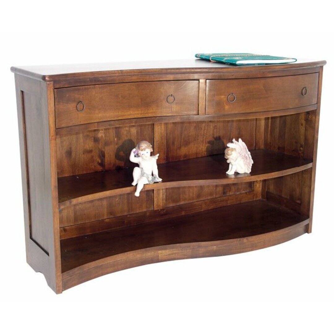 MD8289 Low Bookshelf made of solid wood with 2 drawers
