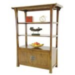 MD8301 Tall solid wood bookshelf with 2 doors