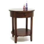 MD8309 Round solid wood side table with 1 drawer, classic design