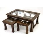 MD8319 3-piece stackable solid wood coffee table set, Zen style