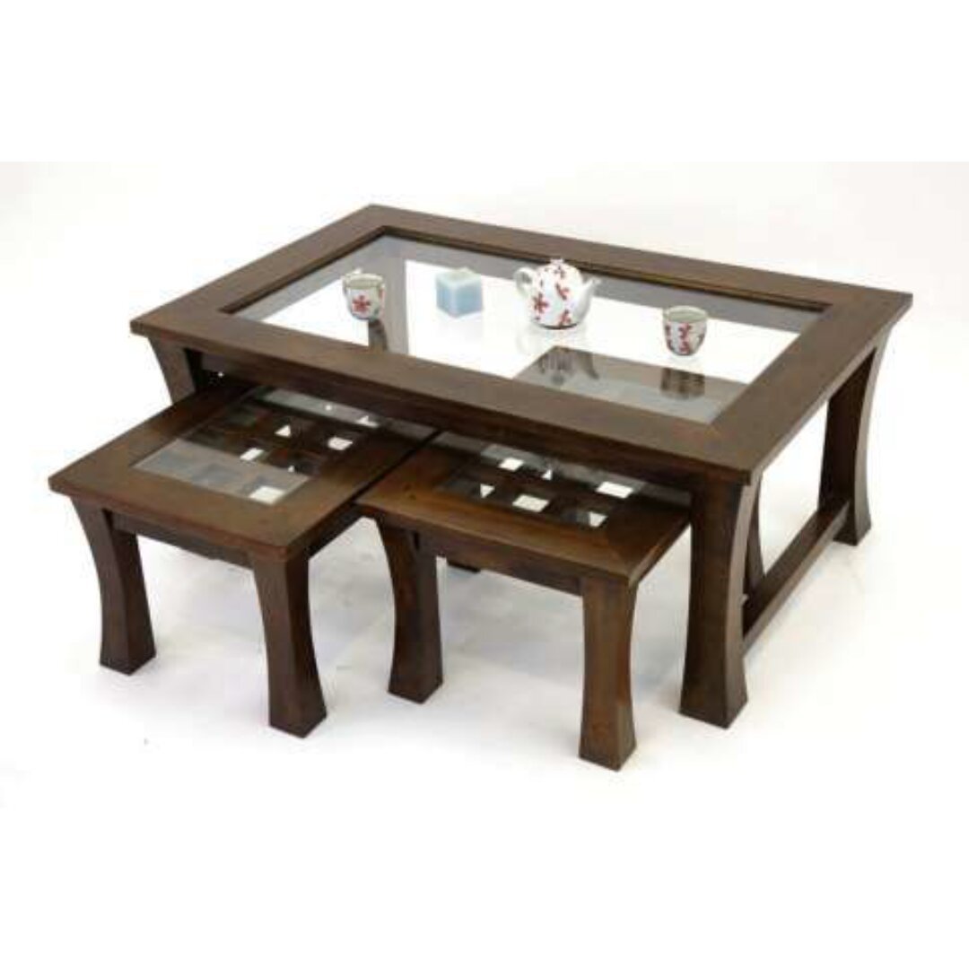 MD8319 3-piece stackable solid wood coffee table set, Zen style