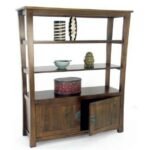 MD8320 Solid Wood Bookcase with 2 Doors, Zen Design