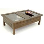 MD8327 Solid wood TV stand with a simple and elegant design, including shelves