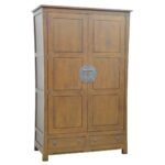 MD8331 Solid wood wardrobe with 2 doors and 2 drawers, Zen design