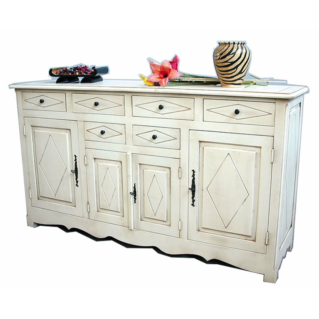 MD8341 Long Chest, Solid wood long chest with 4 doors and 6 drawers for ample storage