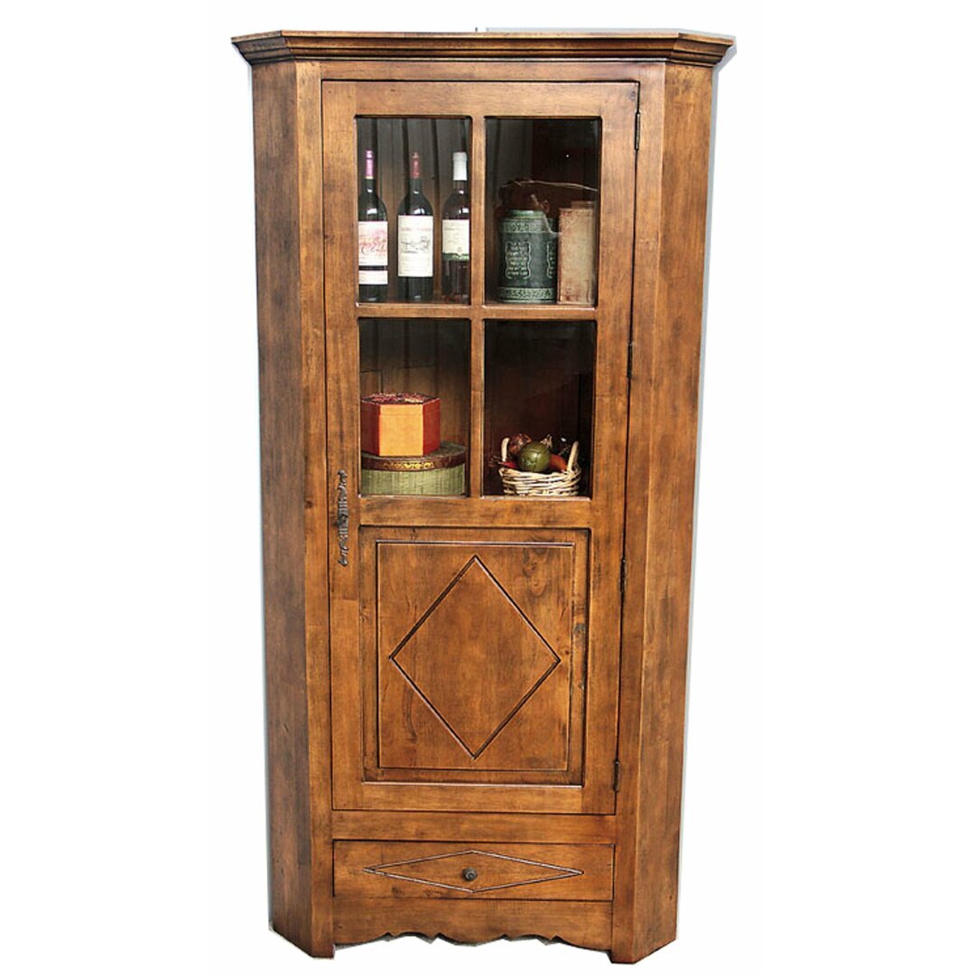MD8344 Corner Cabinet, Tall, solid wood corner cabinet with 1 door and 1 drawer