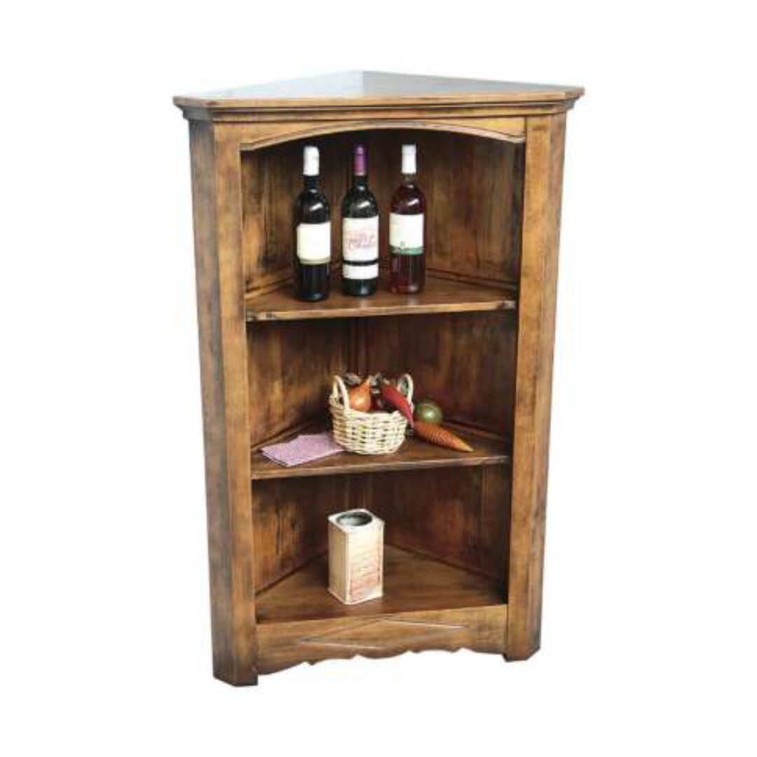 MD8345 Corner Low Cabinet, Solid wood corner cabinet, low profile, 3 shelves