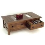 MD8350 Low Table CD Double Side, Solid wood coffee table with two drawers, classic design