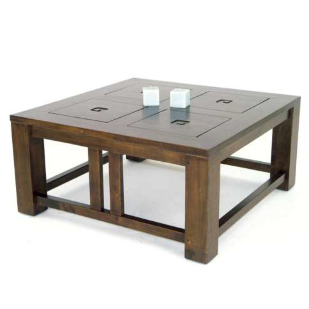 MD8357 Low Table, Solid wood square coffee table with a modern rustic design