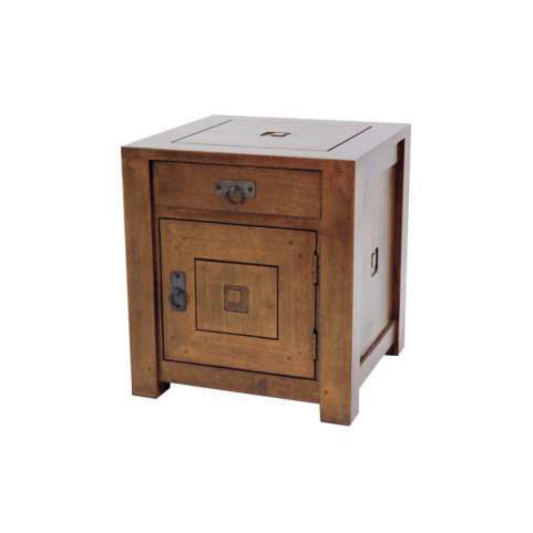 MD8360 Side Table, Solid wood bedside table, square shape, minimalist design