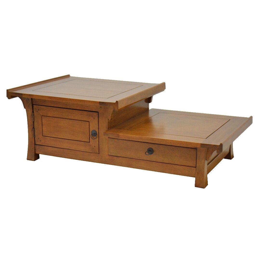MD8387 Solid Wood Low Table, Shanghai Design, with 1 drawer and 2 doors