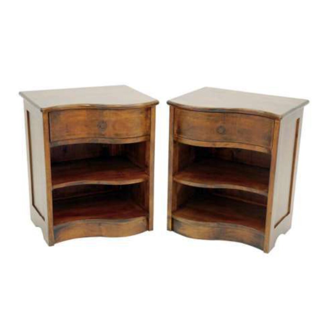 MD8402 Solid Wood Bedside Table Set (Left and Right), Modern Design